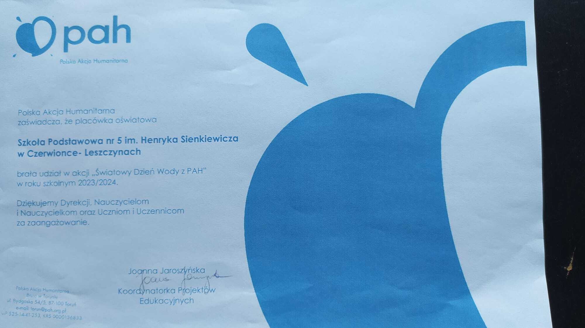 Akcja- Światowy Dzień Wody z PAH